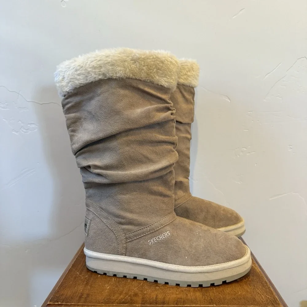 Womens Skechers Australia 9 Tan Pull On Slouch Mid Calf Boots Y2K  Faux Suede‎